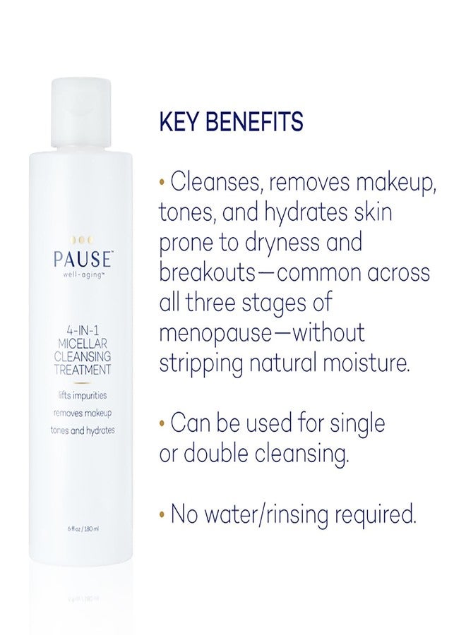 Pause 4-in-1 Micellar Cleansing Treatment | Micellar Water for All Skin Types Experiencing the Stages of Menopause, Cleanses, Removes Make-Up, Tones & Hydrates, Removes Impurities, 6 fl oz /180 mL - Image 3